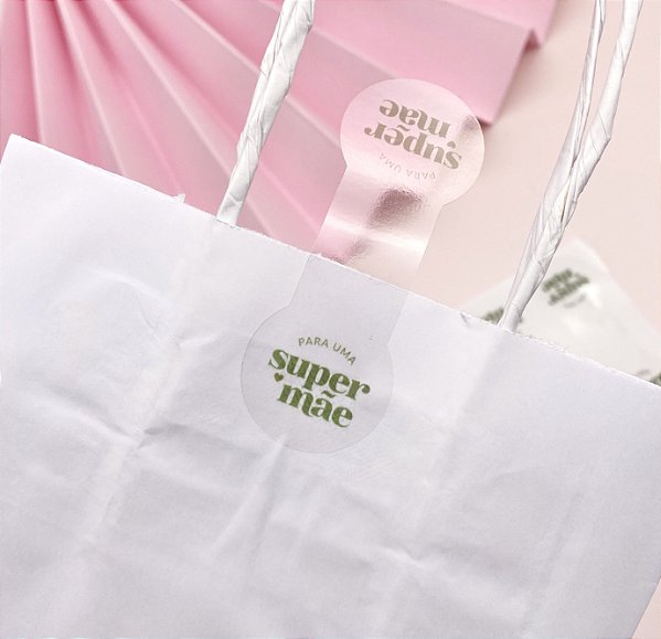 25un Lacre Adesivo Transparente "Super Mãe" Verde - Coleção Dia das Mães