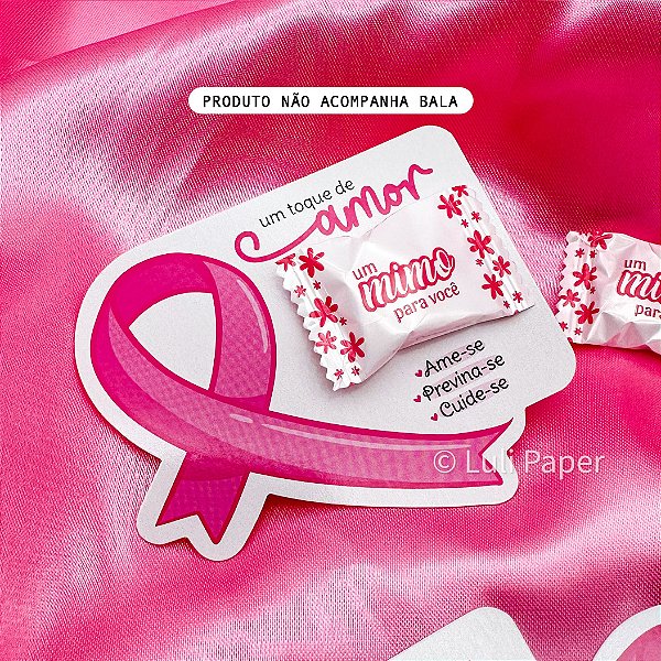 10un Postal "Um Toque de Amor" Branco - Coleção Outubro Rosa