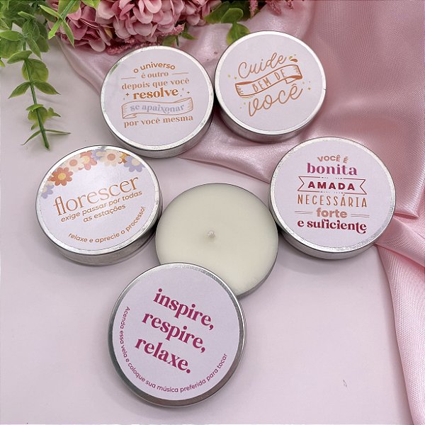 5un Velas Aromáticas Cherry Blossom Frase Surpresa 20g