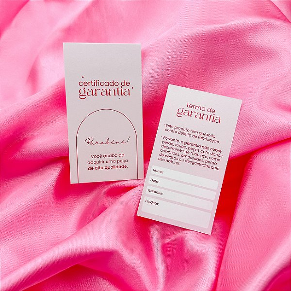 10un Cartão Garantia Acessórios - Modelo 2 Rosa