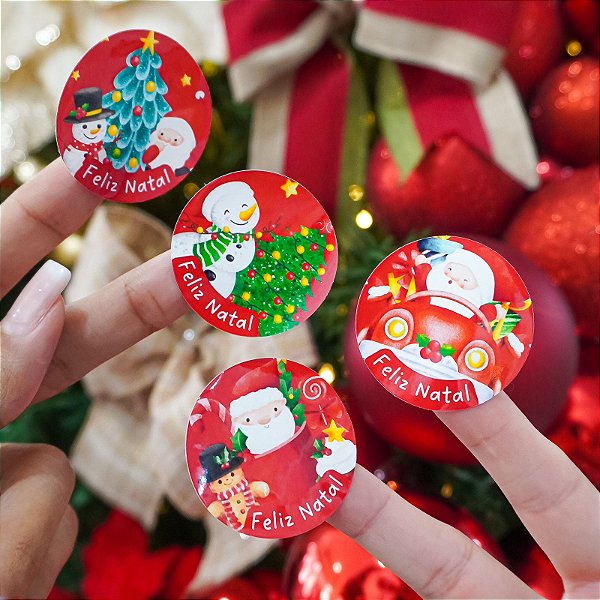 25un Adesivos Sortidos "Feliz Natal" - Coleção Natal