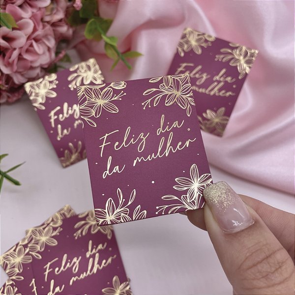 10un Mini Cartão Hot Stamping "Dia da Mulher" - Coleção Dia das Mulheres
