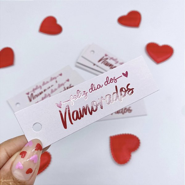 10un Tag Palito "Feliz Dia dos Namorados" Branco - Dia dos Namorados