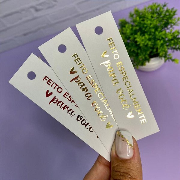 Tag Palito Hot Stamping "Feito Especialmente"