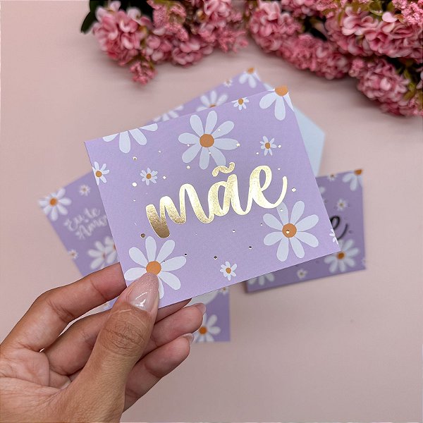 Postal Hot Stamping "Mãe" Lilás - Coleção Dia das Mães