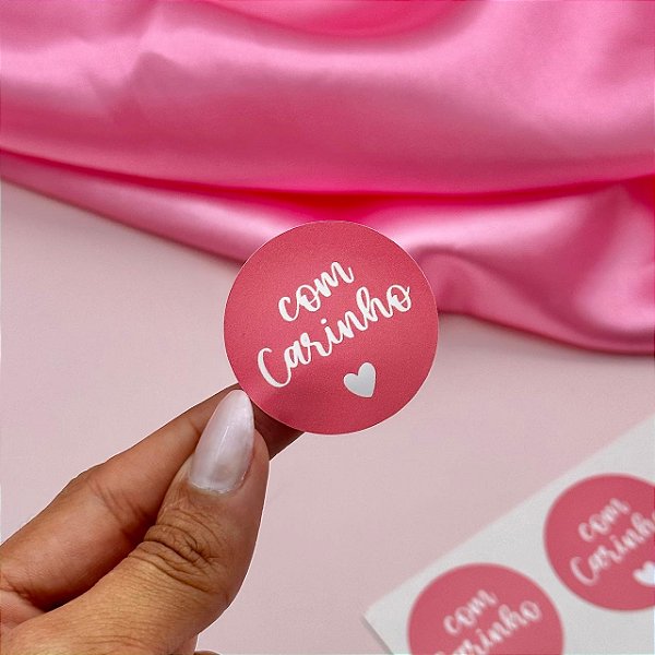 Adesivo "Com Carinho" Rosa
