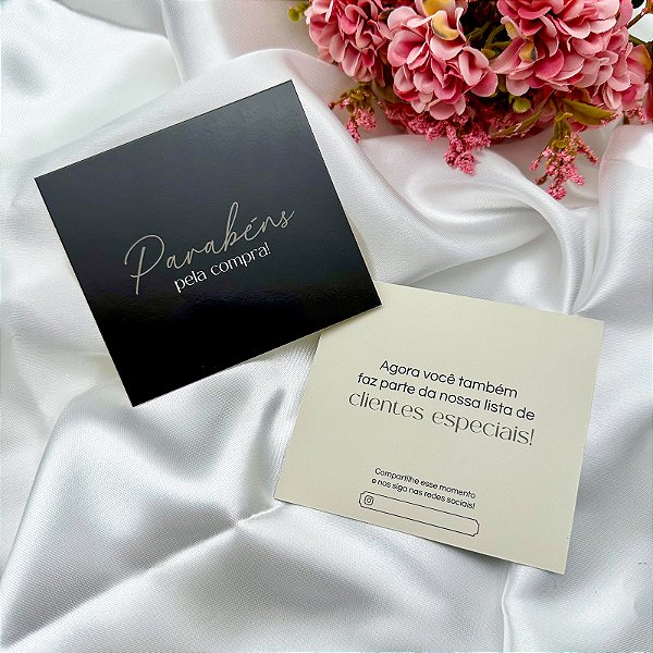 Postal Agradecimento "Parabéns" Preto