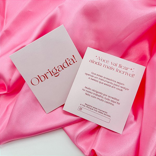 Postal Agradecimento Acessórios "Obrigada" Rosa