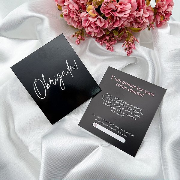 Postal Agradecimento "Obrigada" Preto