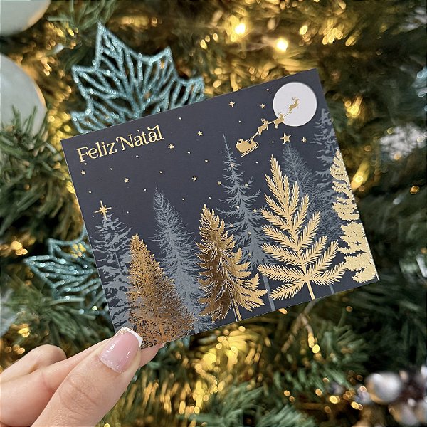 Postal Hot Stamping "Forest Night" - Coleção Natal