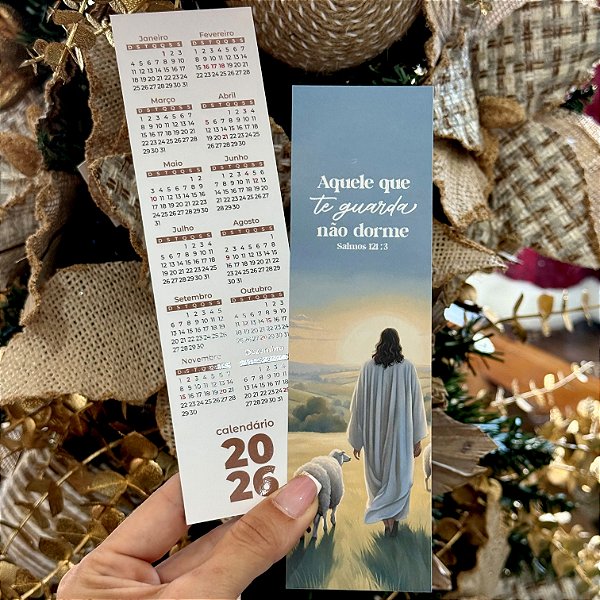Marcador Calendário 2026 "Aquele que te Guarda" - Coleção Natal