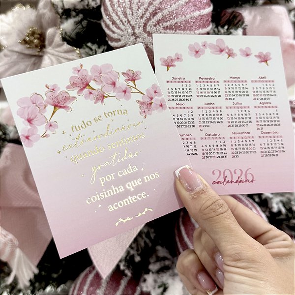 Postal Calendário 2026 "Extraordinário" Hot Stamping - Coleção Natal