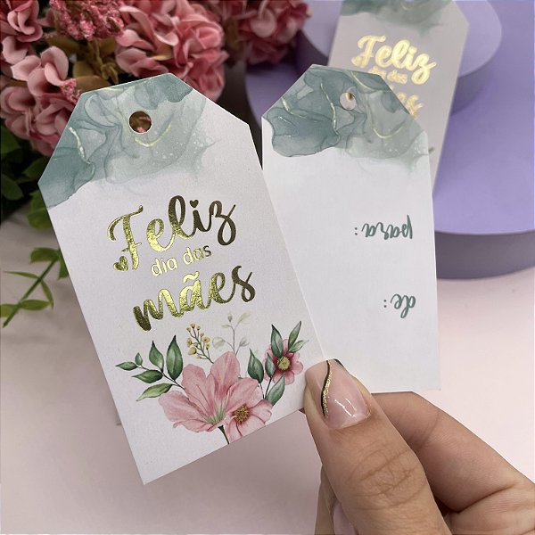IMPERFEITO OUTLET | 25un Tag Hot Stamping "Feliz Dia das Mães"