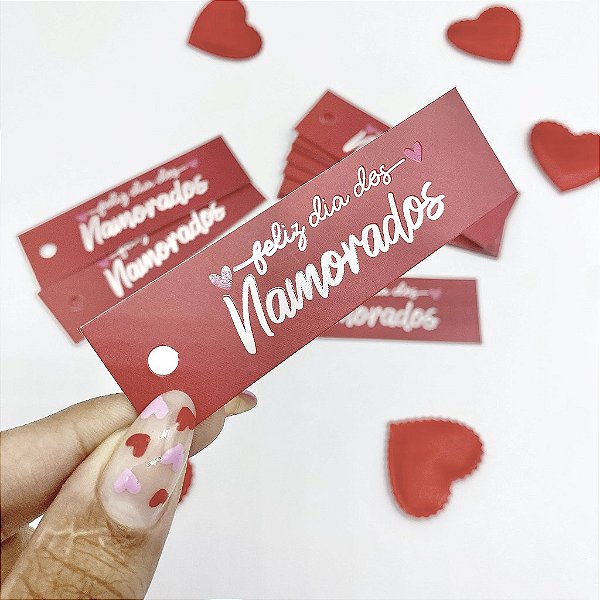 10un Tag Palito "Feliz Dia dos Namorados" Vermelho - Coleção Dia dos Namorados