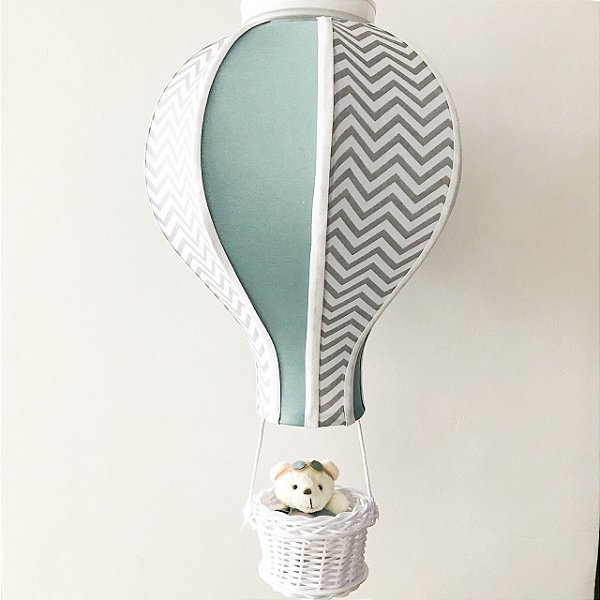 Lustre balão verde malva e chevron cinza | LTS007