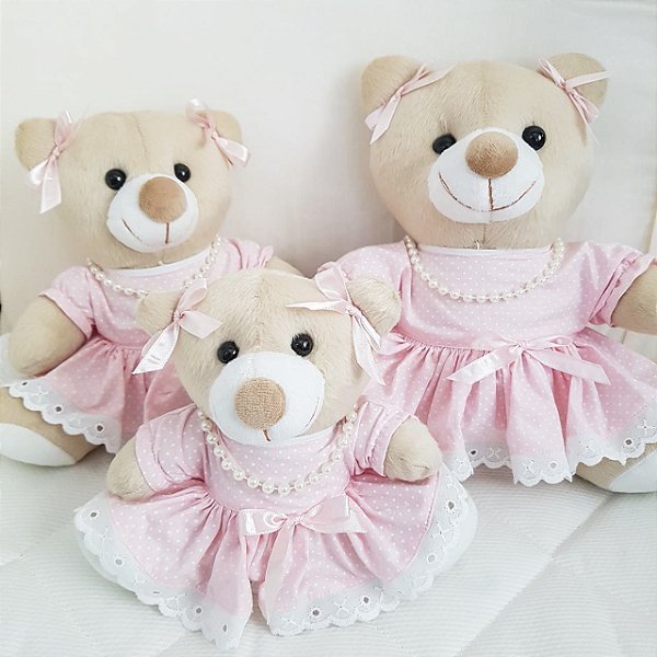 Trio de ursas poá rosa| TUS004