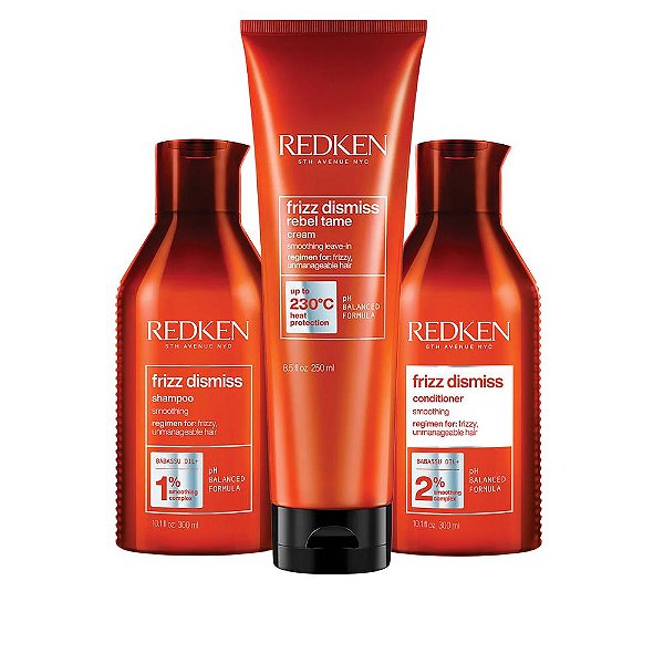 Kit Redken Frizz Dismiss – Shampoo, Condicionador e Leave-in Rebel Tame