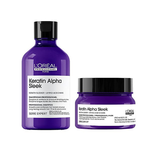 Kit L'Oréal Keratin Alpha Sleek – Shampoo 300ml + Máscara 250ml