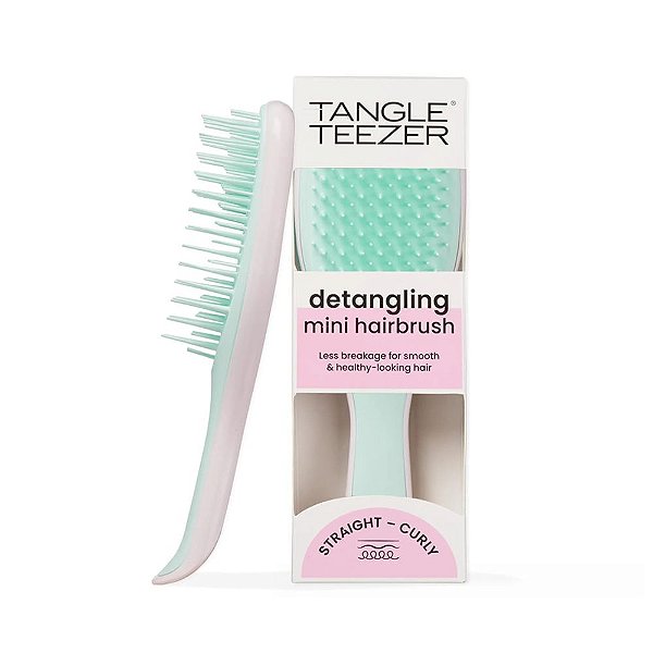 Tangle Teezer Ultimate Detangler Mint Pink Mini – Straight Curly - Escova Desembaraçadora