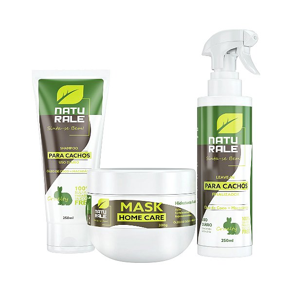 Naturale Vegana Linha Cachos - Home Care - Kit Shampoo + Máscara + Leave-in