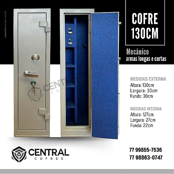 Cofre 130cm para Armas Longas e Curtas CR CAC • Chave Tetra