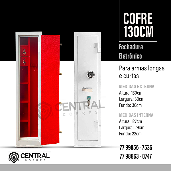 Cofre Eletrônico para Armas Curtas e Longas |  130X30X30
