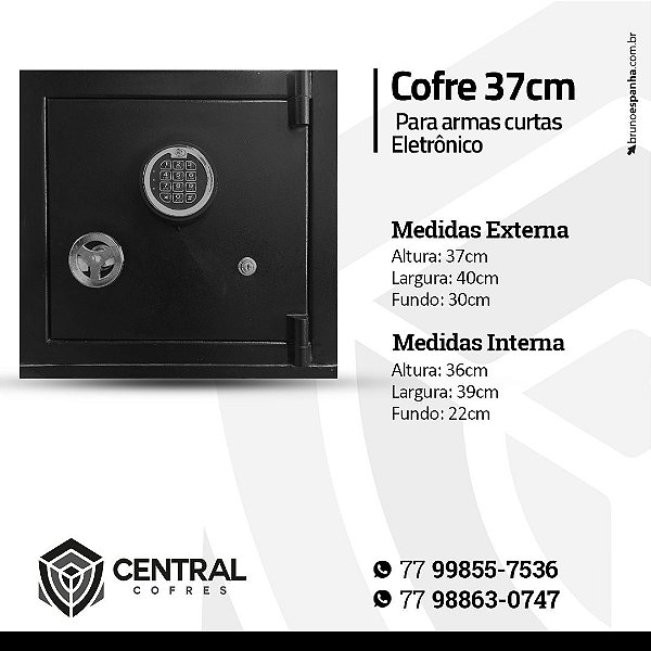 Cofre Eletrônico Para Armas curtas - 37cm Embutir Aprovado EB