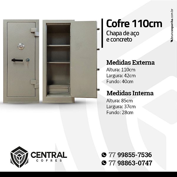 Cofre 110cm em Chapa de aço e concreto - RJL110