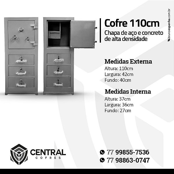 Cofre Boca de Lobo 110cm Com Gavetas - RJL110