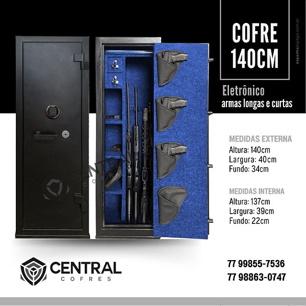 Cofre eletrônico 140 cm Armas Longas e Chave Tetra