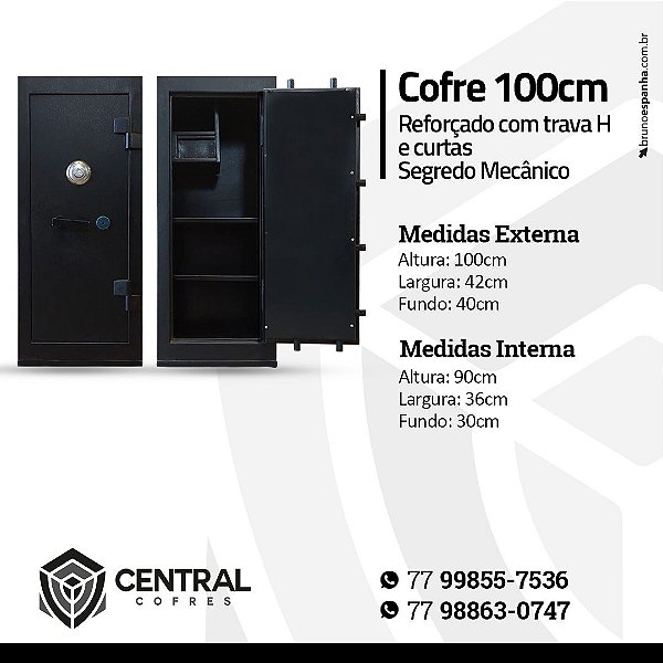 Cofre 100cm Reforçado com Trava H