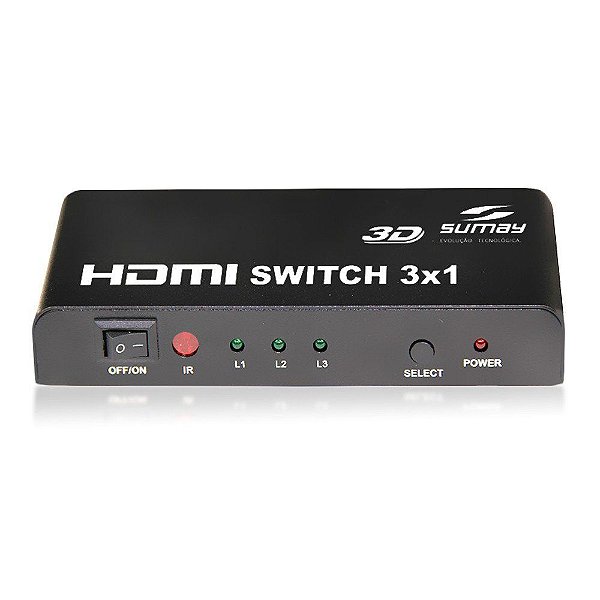 Switch Sumay HDMI 3x1 SM-SW3 3D - Bivolt