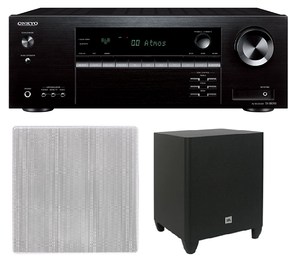 Kit Home Theater 5.2 Onkyo e JBL | Receiver TX-SR393 + 5 Caixas + Subwoofer CI8P