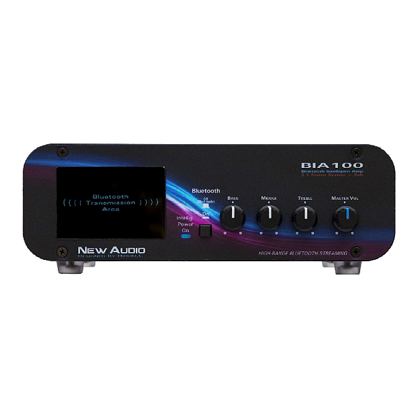 Amplificador Inteligente New Audio BIA100 Bluetooth 2x25W RMS Equalizador 3 Bandas e Saída de Subwoofer