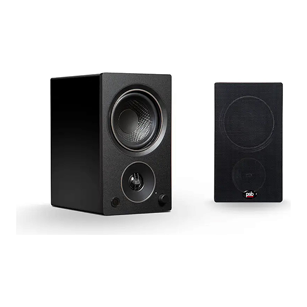 Par de Caixas Acústicas Ativas PSB Alpha AM3 35W por Canal Bluetooth aptX Phono MM USB DAC Preto
