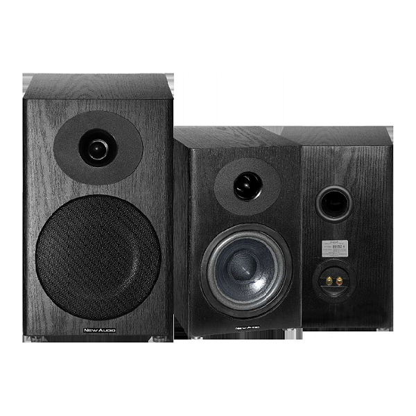 Par de Caixas Acústicas Bookshelf New Audio PRO 1 Woofer 6" Super Tweeter 100W RMS 8 Ohms Black Wood