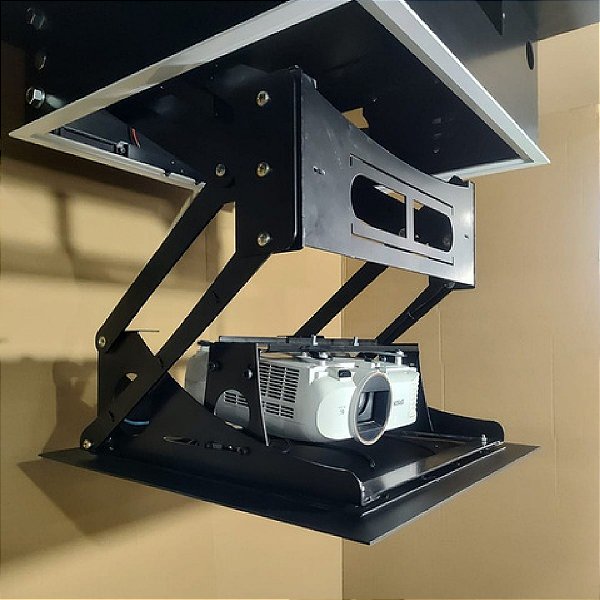 Lift Motorizado de Teto Dual Screen para Projetor Pequeno Descida 50 cm Bivolt com Caixa de Comando
