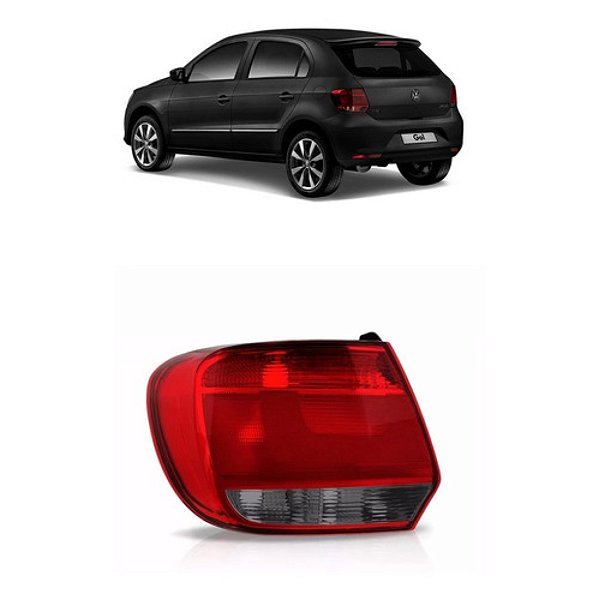 Lanterna traseira do gol g6 volkswagen de 2012 em diante lado esquerdo de cor vermelha com ré fume cod 14142220 0623338