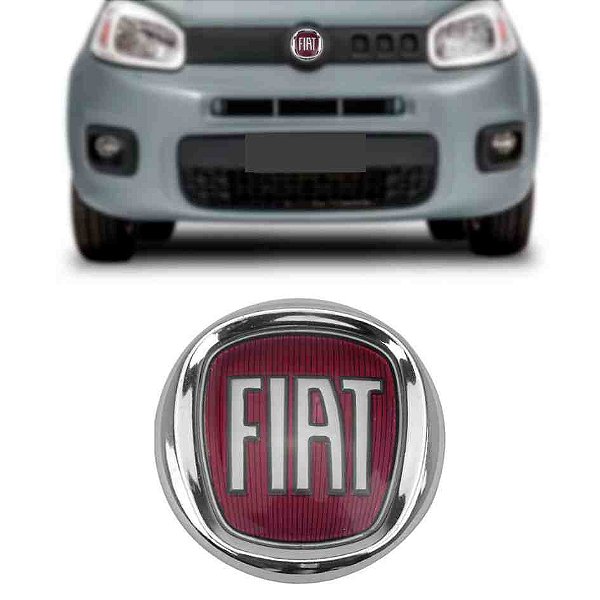 Emblema fiat cromado vermelho grade uno 2008 em diante cod 13025 860600