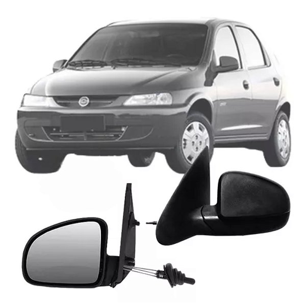 Retrovisor do celta chevrolet de 2001 a 2006 externo do lado esquerdo de modelo plano com controle cofran cod 11850