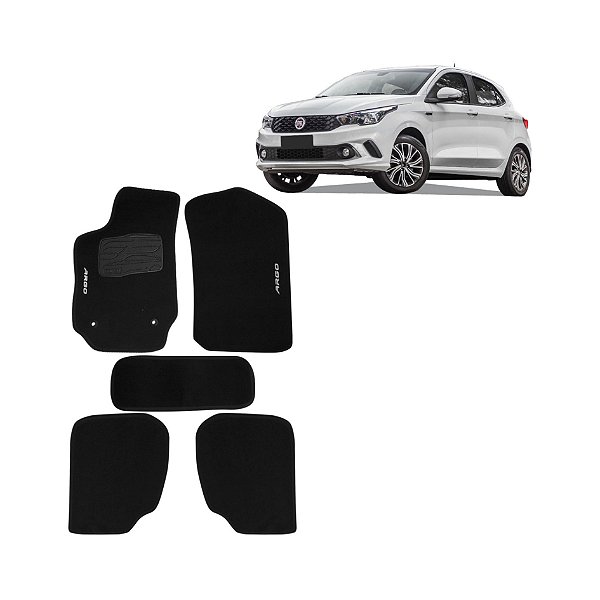 Tapete carpete do argo fiat de 2017 em diante preto jogo com 5 peças flash cod 1300523 4050 1037 974834