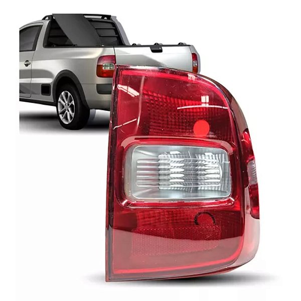 Lanterna traseira da saveiro g5 g6 volkswagen de 2009 a 2016 lado direito vermelha com ré cristal cod 19938