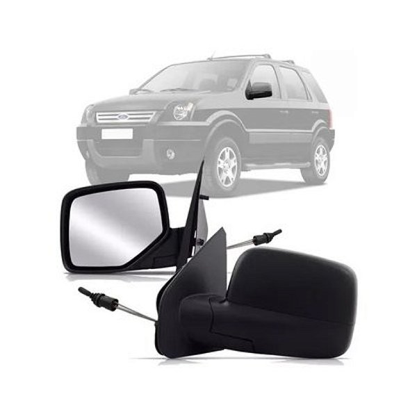Retrovisor externo da ecosport de 2003 a 2012 com capa preto liso com controle lado esquerdo cod 21315