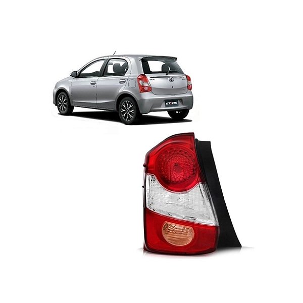 Lanterna traseira do etios hatch toyota de 2012 até 2021 lado esquerdo bicolor cod 27241