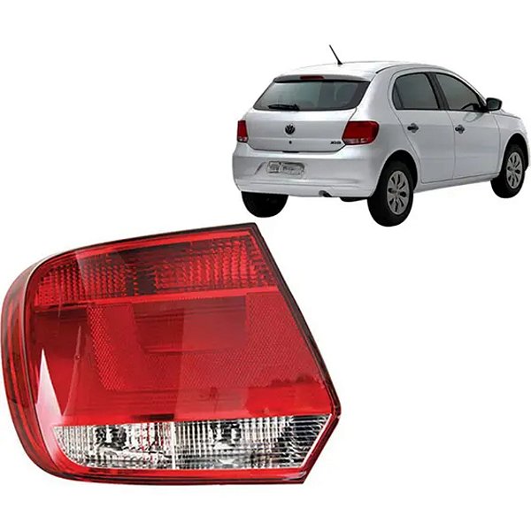 Lanterna traseira do gol g6 volkswagen 2012 em diante lado esquerdo de cor vermelha com ré cristal cod 6521451 17531