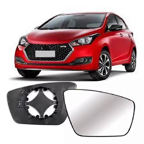 Lente retrovisor hyundai hb20 2012 a 2019 com base metalizado lado esquerdo metagal cod rihm03