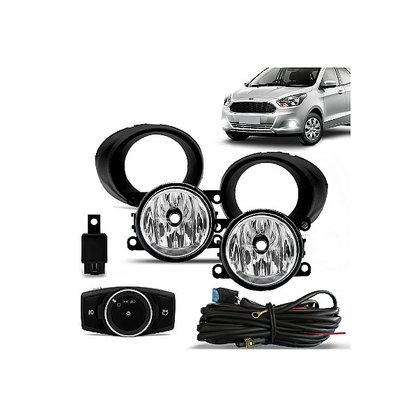Kit farol de milha do ka ford de 2015 a 2018 botão original com grade preta cod 049136 sl101210