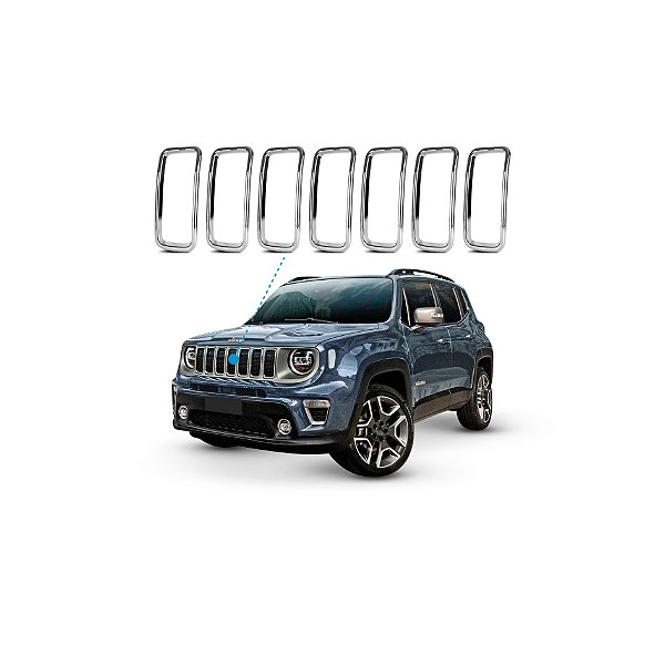 Aplique de grade do radiador dianteiro do renegade jeep de 2019 na cor cromado cod 1345578 cm5077