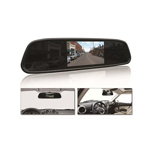 Espelho retrovisor com tela de 4.3 polegadas e 2 entradas av e tech cod 105804