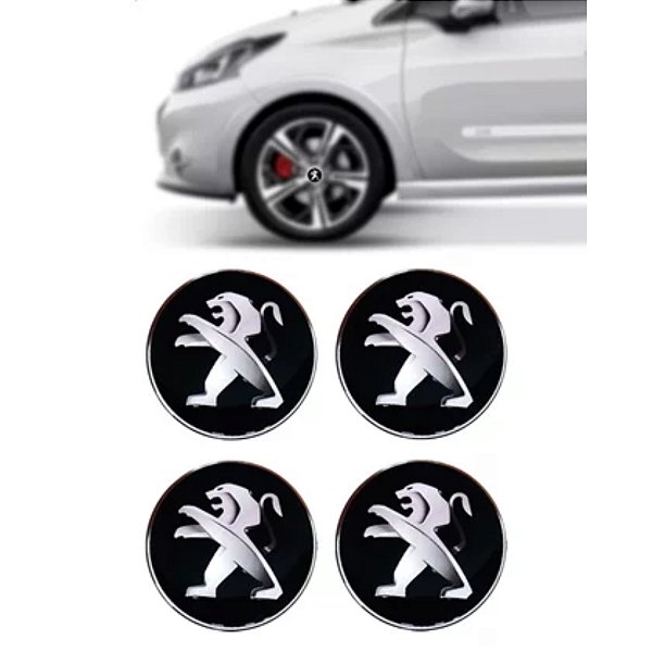 Emblema de calota do peugeot na cor preta 48mm cod 1031236 cal190